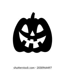 Halloween pumpkin icon. Black silhouette. Front view. Vector simple flat graphic illustration. The isolated object on a white background. Isolate.
