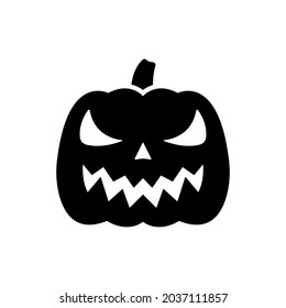 Halloween pumpkin icon. Black silhouette. Front view. Vector simple flat graphic illustration. The isolated object on a white background. Isolate.