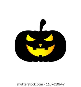 Halloween pumpkin icon cartoon with happy face, sign and symbol for haloween day, vector illustration