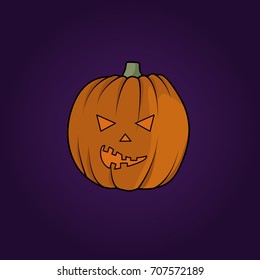 Halloween pumpkin icon in cartoon style for web, print and creative design