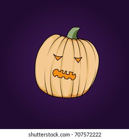 Halloween pumpkin icon in cartoon style for web, print and creative design