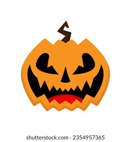 Halloween pumpkin icon. Color silhouette. Front view. Vector simple flat graphic illustration. Isolated object on a white background. Isolate.