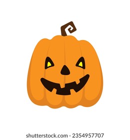 Halloween pumpkin icon. Color silhouette. Front view. Vector simple flat graphic illustration. Isolated object on a white background. Isolate.