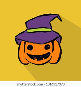 Halloween Pumpkin Icon with Color. Vector Illustration for Graphic Design, Template, Background, Business, Shirt, and More. 