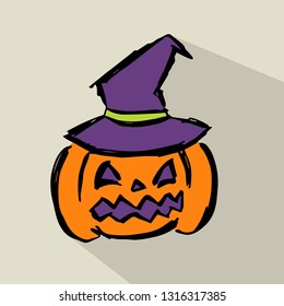 Halloween Pumpkin Icon with Color. Vector Illustration for Graphic Design, Template, Background, Business, Shirt, and More. 