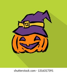 Halloween Pumpkin Icon with Color. Vector Illustration for Graphic Design, Template, Background, Business, Shirt, and More. 