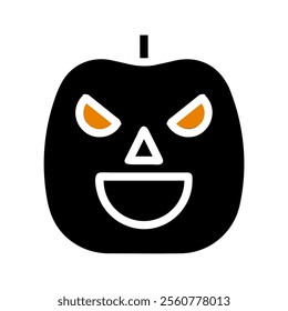 Halloween pumpkin icon with evil face. Concept of Halloween, celebration, and spooky.