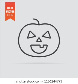 Halloween pumpkin icon in flat style isolated on grey background. For your design, logo. Vector illustration.