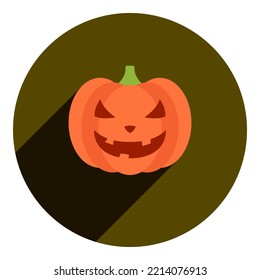 halloween pumpkin. halloween pumpkin icon in flat style. flat brown with long shadow logo. halloween icon. web browser icon.