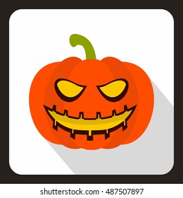 Halloween pumpkin icon in flat style on a white background vector illustration