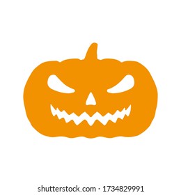 Icono de calabaza de Halloween. Vista frontal. Silueta de colores. Ilustración gráfica vectorial dibujada a mano. Objeto aislado sobre un fondo blanco. Aislar.