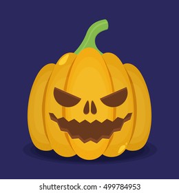 Halloween Pumpkin Icon. Isolated evil pumkin vector illustration.