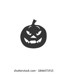 Halloween Pumpkin Icon Isolated on Black and White Vector Graphic