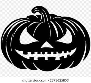 Halloween pumpkin icon isolated on white background. Scary and funny pumpkin monster  face.Vector illustration