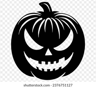 Halloween pumpkin icon isolated on white background. Scary and funny pumpkin monster  face.Vector illustration