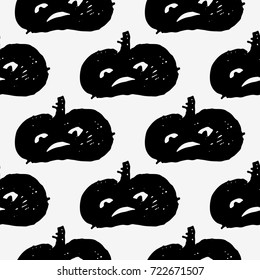 Halloween pumpkin icon. Isolated on white. Seamless pattern