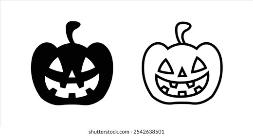 Icono de calabaza de Halloween. Icono de Jack O Lantern, cara de calabaza de Halloween. Icono de calabaza representa caída y signo espeluznante.