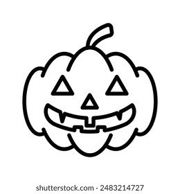 Halloween pumpkin icon linear logo mark in black and white