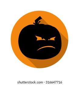 Halloween pumpkin icon with long shadow