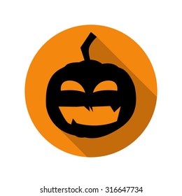 Halloween pumpkin icon with long shadow