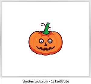 Halloween pumpkin icon. orange pumpkin with scary face