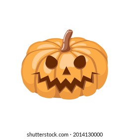 Halloween Pumpkin Icon Orange Pumpkin Smile Your Design Halloween Holiday Vector illustration. Autumn print.