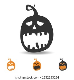 halloween pumpkin icon, scary face for party design