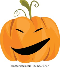 Halloween pumpkin icon. Halloween scary pumpkin with smile Autumn symbol. Orange pumpkin silhouette isolated on white background.
