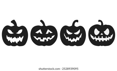 Halloween pumpkin icon set isolated on white background.