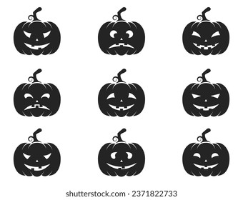 halloween pumpkin icon set. jack o lantern and autumn symbols. isolated vector images in simple style