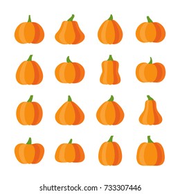 Halloween Pumpkin icon set. Modern flat design symbol collection. Color logo concept for web, infographic, print, card, office or business style, banner. Sign isolated on white. Vector illustration