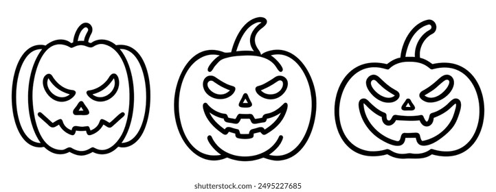 Halloween pumpkin icon set. Silhouette style. jack-o'-lantern