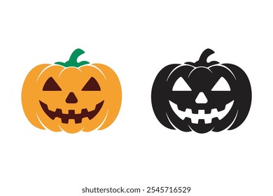 Halloween ícone da abóbora definir ilustrações vetor silhueta no fundo branco.