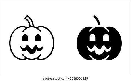 Halloween pumpkin icon set. Simple pumpkin vector line on white background