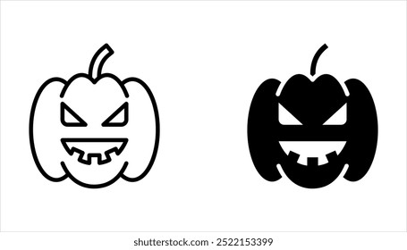 Conjunto de iconos de calabaza de Halloween. Línea de Vector de calabaza simple sobre fondo blanco