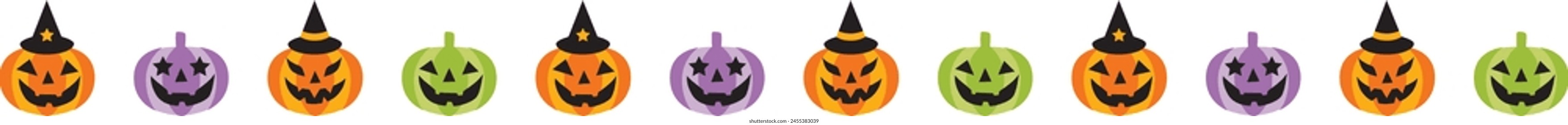 Halloween pumpkin icon set. Vector illustration in a flat style.