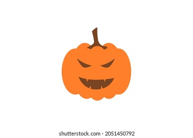 Halloween Pumpkin Icon Sign Flat Illustration on White Background