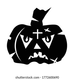 Halloween pumpkin icon silhouette flat design on white background