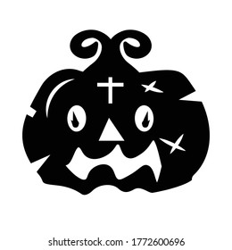 Halloween pumpkin icon silhouette flat design on white background