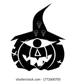 Halloween pumpkin icon silhouette flat design on white background