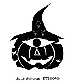Halloween pumpkin icon silhouette flat design on white background