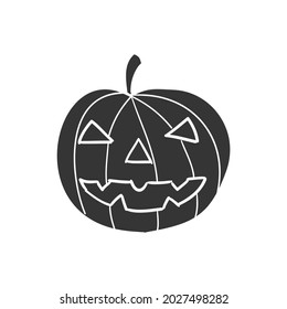 Halloween Pumpkin Icon Silhouette Illustration. Holidays Vector Graphic Pictogram Symbol Clip Art. Doodle Sketch Black Sign.