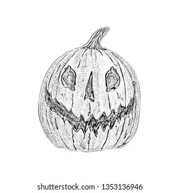 Halloween pumpkin icon in sketch design