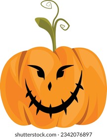 Halloween pumpkin icon. Halloween pumpkin with a spooky expression. Symbol. fall. Orange pumpkin silhouette isolated on white background.