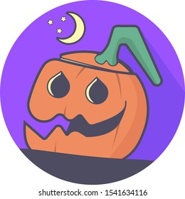 Halloween Pumpkin icon & sticker vector