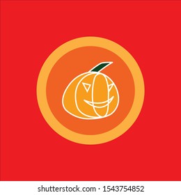 halloween pumpkin icon sticker vector