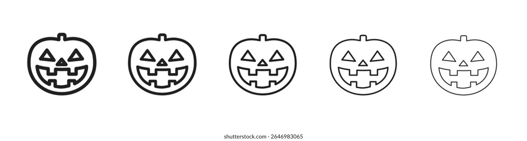 Icono de calabaza de Halloween delgado diseño plano estilo signo de Vector