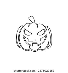Halloween pumpkin icon. Halloween pumpkin thin line icon, halloween concept. Vector graphics. stock illustration