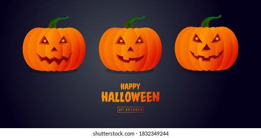 Halloween pumpkin icon. Vector. Autumn symbol. Halloween scary pumpkin with smile, happy Halloween Design template. 