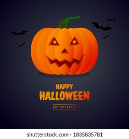 Halloween pumpkin icon. Vector. Autumn symbol. Halloween scary pumpkin with smile, happy Halloween Design template. 